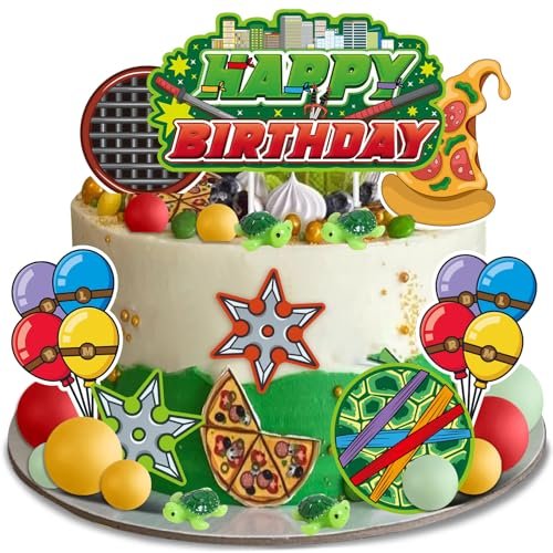 ZQBQC Green Turtles Cake Topper- Turtles Themed Happy...