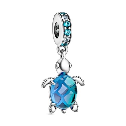 PANDORA Murano Glass Blue Sea Turtle Dangle Charm