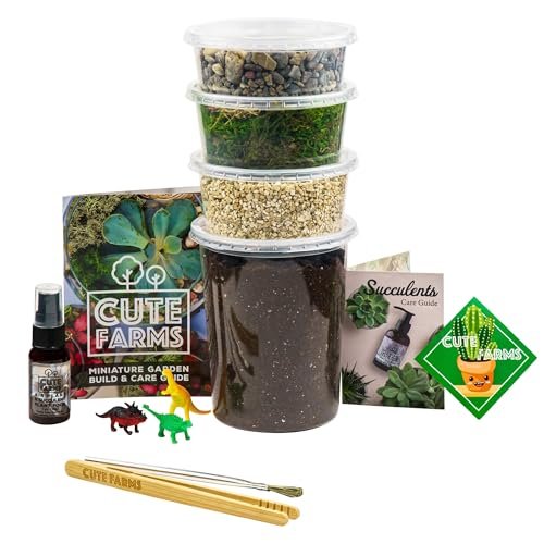 Cute Farms Terrarium Starter Kit | Moss, Succulent Soil,...