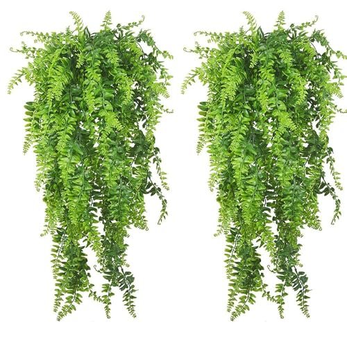 PINVNBY Reptile Plants Hanging Fake Vines Boston Fern 2 Pack
