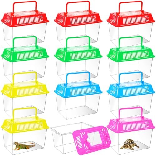 12Pcs Plastic Reptile Terrariums Carrier Cage, Tarantula...