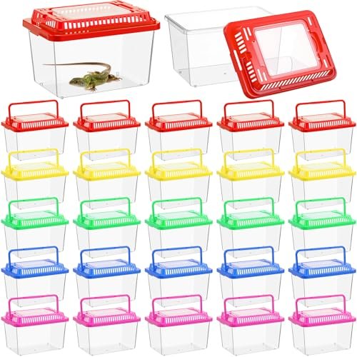 LemonRoad 25 Pcs Plastic Reptile Terrariums Carrier Cage...