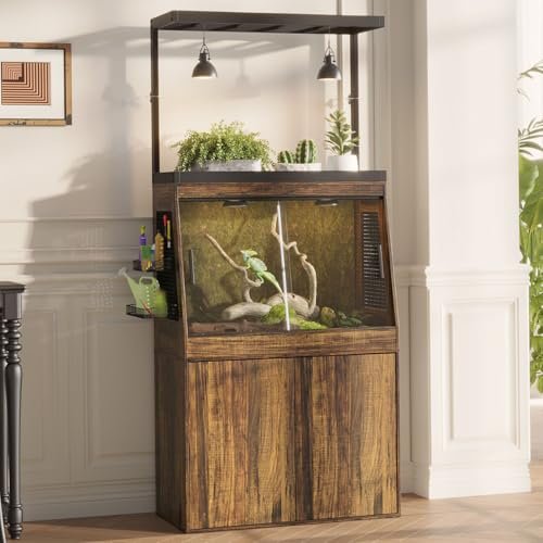 DAWNSPACES 45 Gallon Inclined Reptile Tank with Storage...