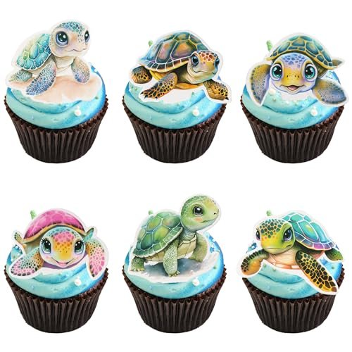 Ephlyn 36Pcs Turtle Cupcake Toppers Sea Animals Cake...