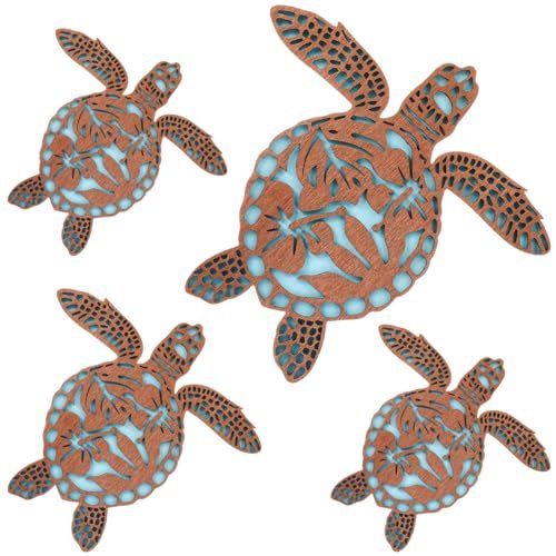 Tatuo 4 Pcs Summer Coastal Wall Decor Retro Turtle Style