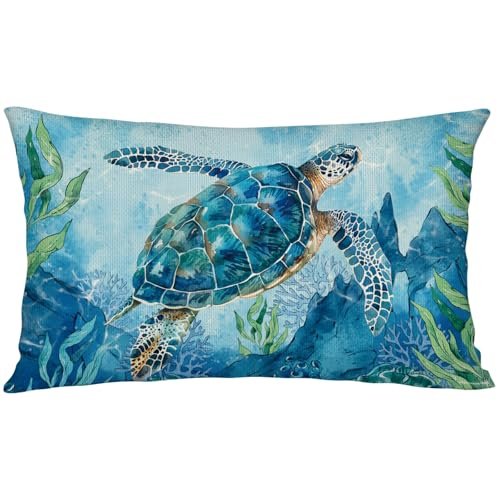 YINENA Summer Sea Turtle Throw Pillow Cover 12x20 Inch