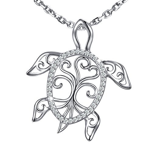 MANBU Sterling Silver Sea Turtle Necklace Tree of Life...