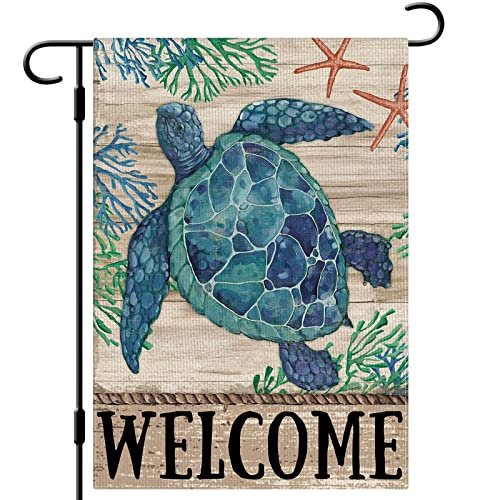 DLZDN Welcome Sea Turtle Garden Flag Beach 12x18 Double...