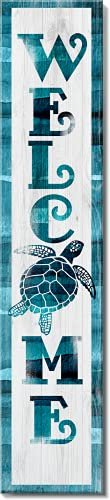 Spoontiques Sea Turtle Welcome Porch Sign - Rustic Wooden...