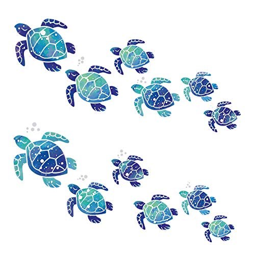 12 Pcs Sea Turtle Wall Decals Ocean Waterproof Vinyl...