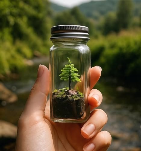 Live Little Tree Terrarium Kit, Self-Sustaining DIY Tree...
