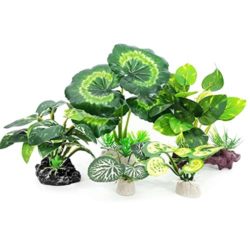 Vtapliea 5Pack Tall Aquarium Plants - Reptile Habitat Decor