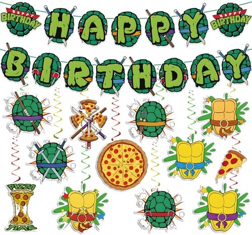 Birthday Decorations Set Include Banner and Hanging Pizza...