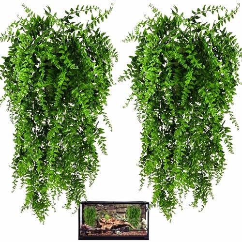 HERCOCCI 2 Pack Reptile Plants, Terrarium Hanging...