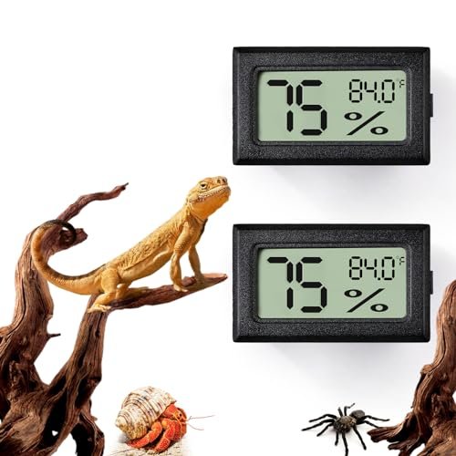 BSRESIN 2 PCS Rectangle Reptile Thermometer and Humidity...