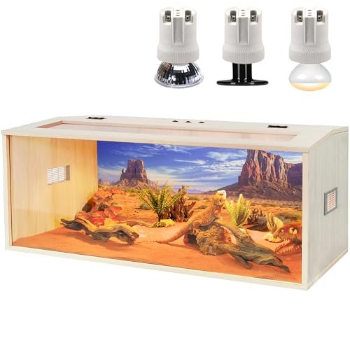 PROLEE Bearded Dragon Tank,Wooden Reptile Tank and Lizard...