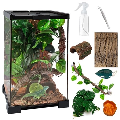 Reptile Glass Tank Terrarium Kit,8 Piece Full View Tank
