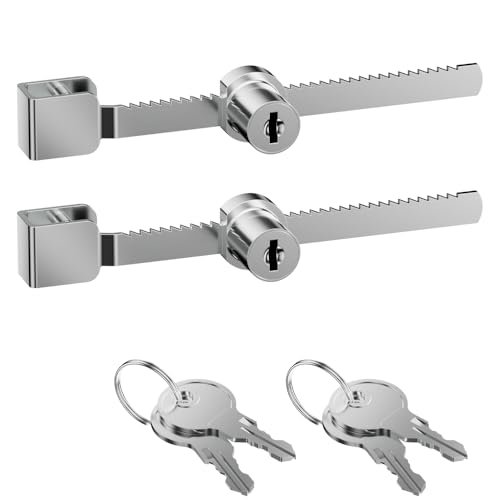 Sliding Glass Door Ratchet Lock with Chrome Finish, 2 Pack