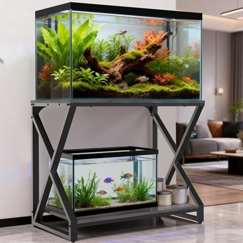 fishkeeper 50 Gallon Aquarium Stand 2-Tier Storage Heavy...