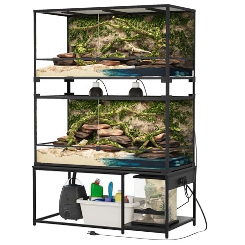 ZZJIHAI 120 Gallon Reptile Tank Stand – with Power Outlets