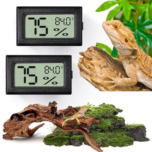 Reptile Thermometer and Humidity Gauge,2PCS Digital...