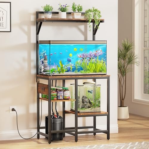20-29 Gallon Fish Tank Stand, Aquarium Stand with Power...