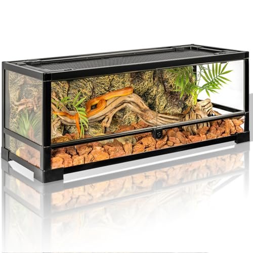CAVACHEW Tempered Glass Reptile Tank, 30x12x12 Inch 20...