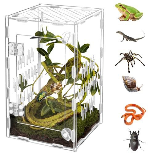 Acrylic Reptile Terrarium Easy Assembly, 360° Clear...