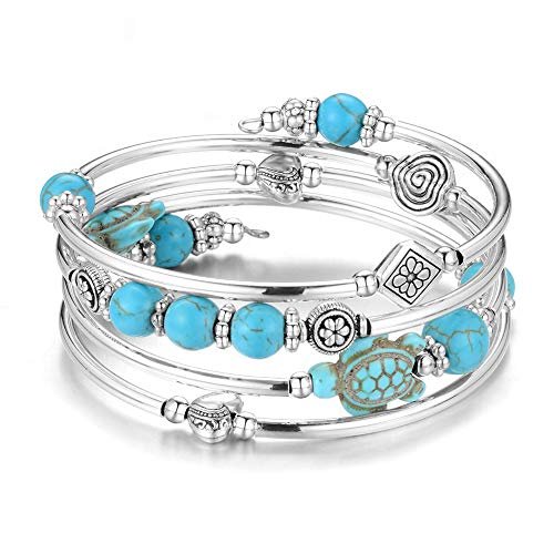 BULINLIN Layered Wrap Bangle Turquoise Bracelet - Natural...