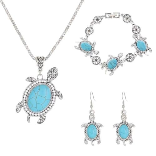ONLYJUMP Vintage Turquoise Sea Turtle Jewelry Set, 3-Piece...