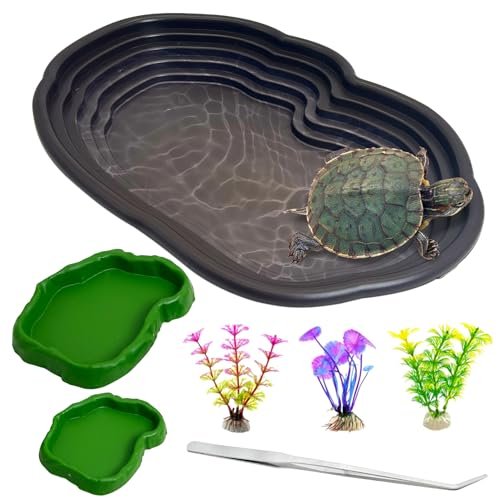 Apatal Reptile Bathing Pool 7 Pcs Tortoise Feeding Water...