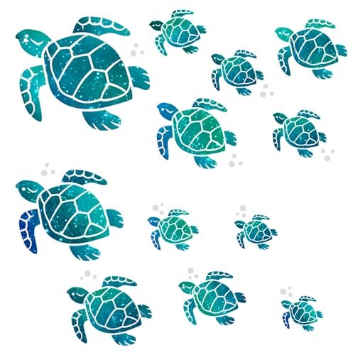 12PCS Sea Turtle Wall Decals Decor, Ocean Waterproof Vinyl...