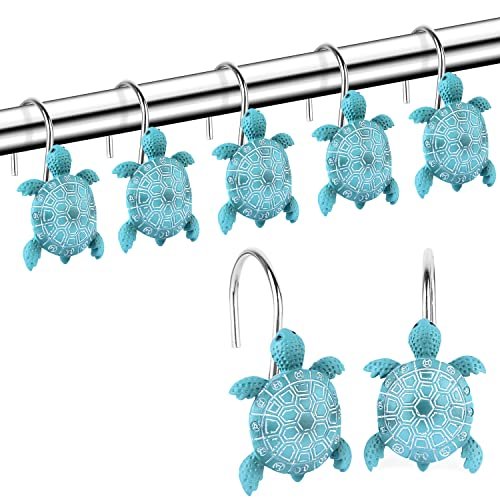 Sea Turtles Shower Curtain Hooks Rings for Tropical...