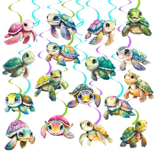 Turtle Party Hanging Swirls 20PCS Sea Turtle Theme...