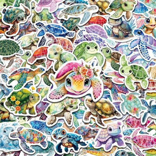 51 Pcs Cute Turtle Stickers for Kids, Waterproof Vinyl...