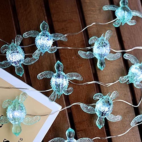 JASHIKA Beach Theme -Cute Green Sea Turtle USB String Lights