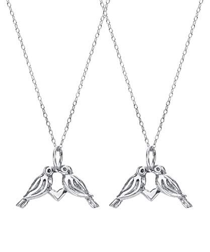 Sterling Silver Turtle Doves Love Pendant Necklace, 18