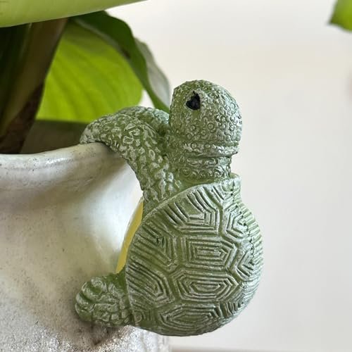 JARPSIRY Cute Climbing Tortoise Flower Pot Hugger Resin...