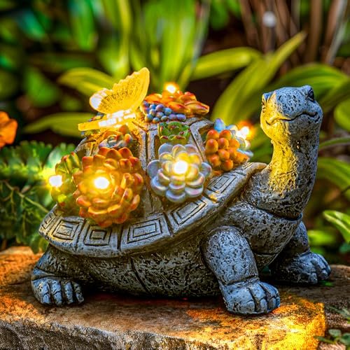 YDKOJGW Solar Garden Outdoor Statues with Succulent LED...