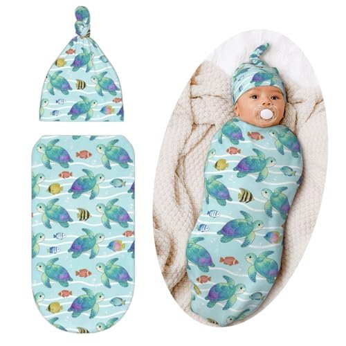 Qwalnely Turtle Swaddling Blanket for Baby, Unisex Beach...