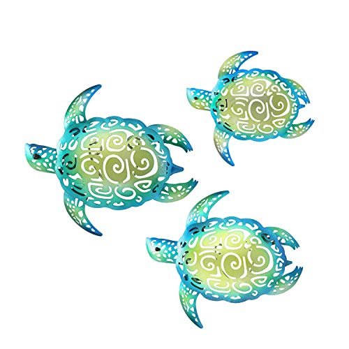 YOUIN Set of 3 Metal Sea Turtle Beach Wall Art