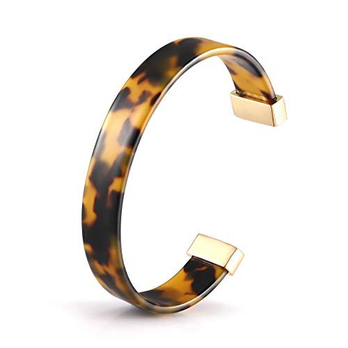 Open Cuff Bracelet Statement Acrylic Resin Lucite Tortoise...