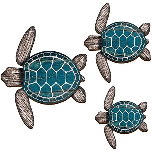 Bucherry 3 Sizes Wooden Sea Turtle Wall Decor Set