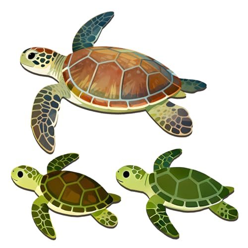 Goodangie00 3 Pcs Wooden Sea Turtle Wall Art Decor
